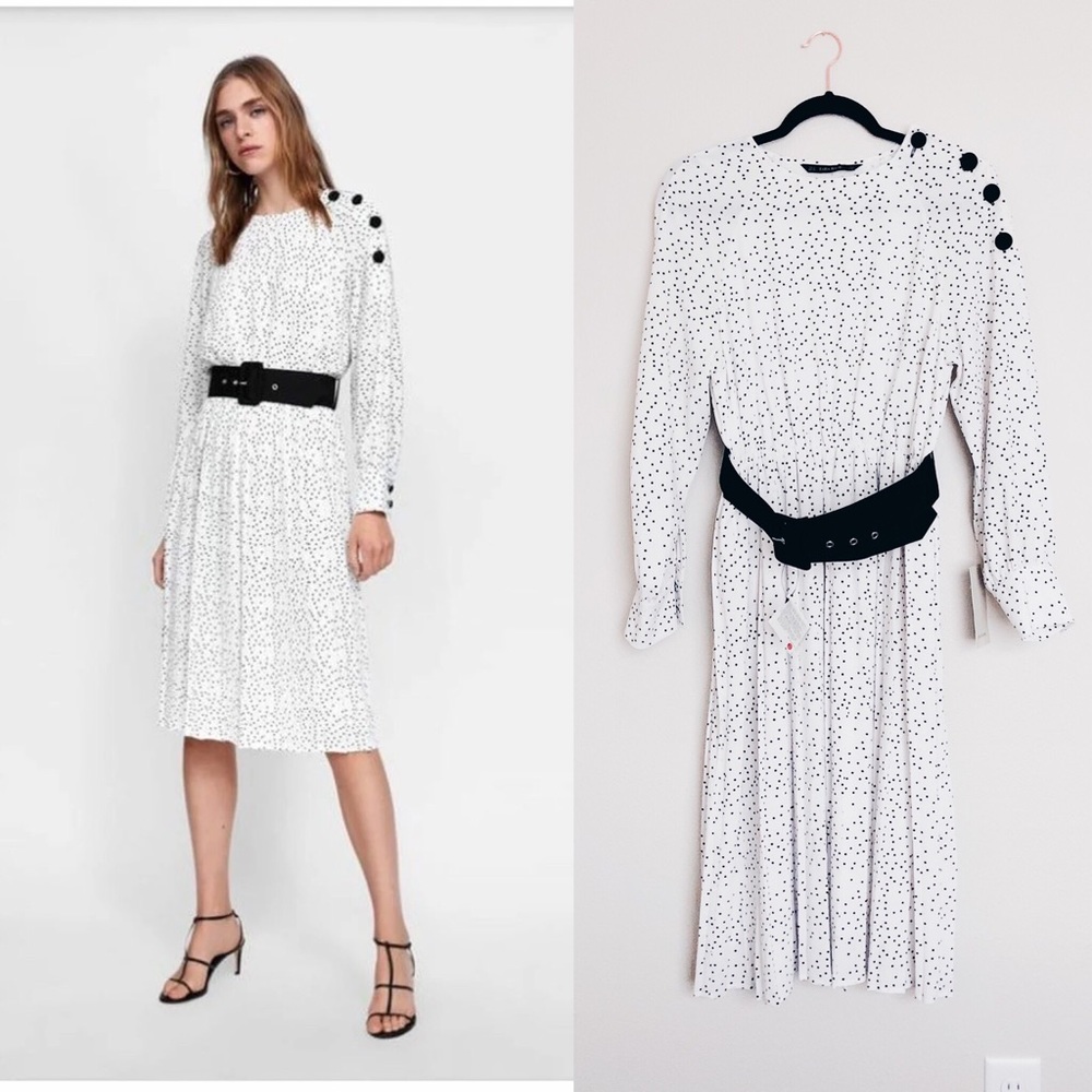 NWT ZARA | polka dot belted dress